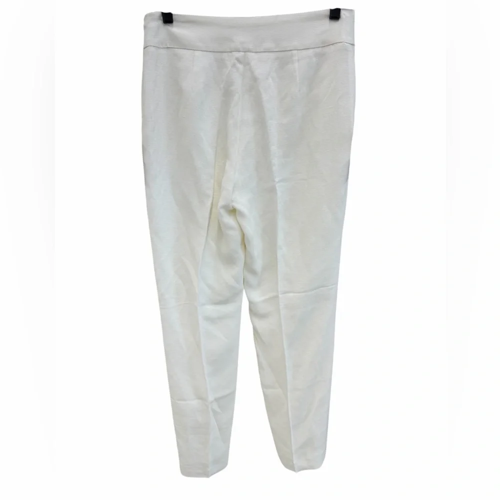 Sézane White Linen Blend High Rise Straight Leg‎ Trousers Women’s Size 38